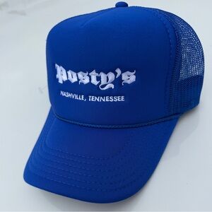 New Posty’s Blue Trucker Hat with White Embroidery Nashville Tennessee Opening